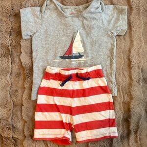 Mini Boden Gray and Red Kids Matching Set